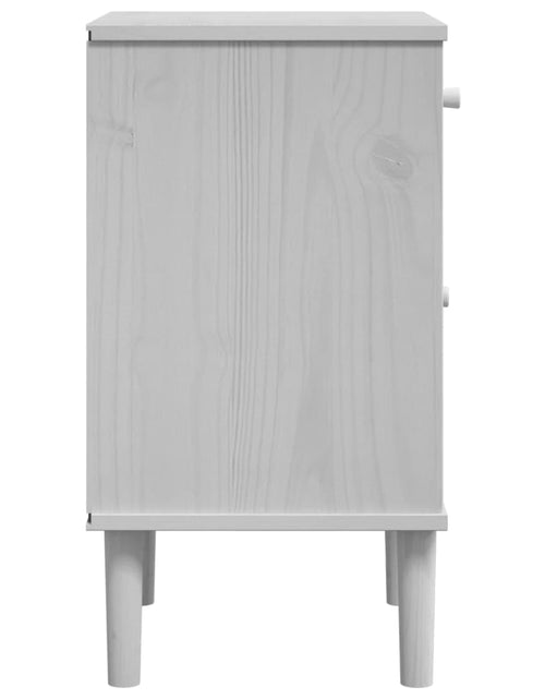 Încărcați imaginea în vizualizatorul Galerie, Noptieră SENJA, aspect ratan alb, 40x35x65 cm, lemn masiv pin - Lando
