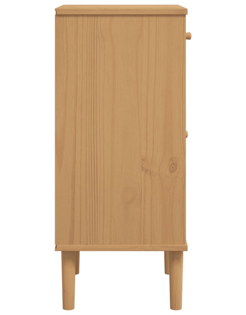 Încărcați imaginea în vizualizatorul Galerie, Noptieră SENJA, aspect ratan maro, 40x35x80 cm, lemn masiv pin - Lando
