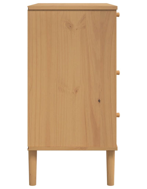 Încărcați imaginea în vizualizatorul Galerie, Dulap sertar SENJA ratan aspect maro 80x40x80 cm lemn masiv pin - Lando
