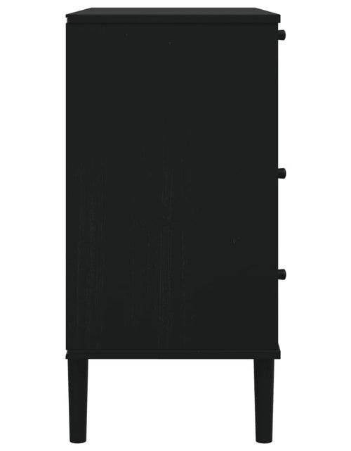 Загрузите изображение в средство просмотра галереи, Dulap sertar SENJA ratan aspect negru 80x40x80cm lemn masiv pin - Lando
