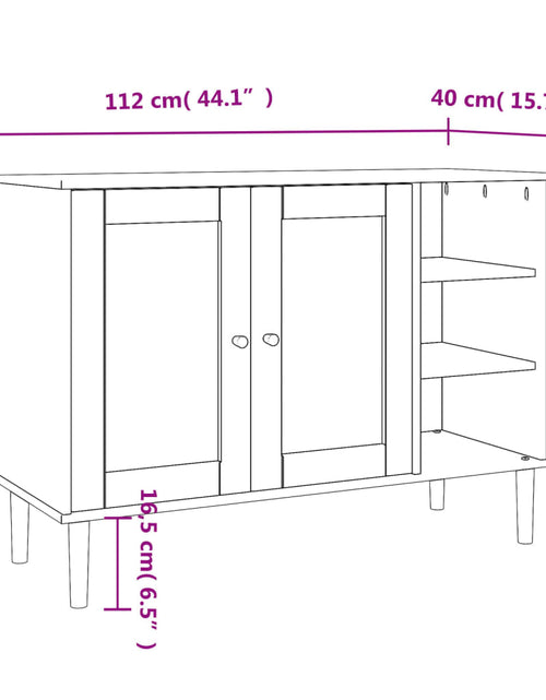 Загрузите изображение в средство просмотра галереи, Servantă SENJA, aspect ratan maro, 112x40x80 cm, lemn masiv pin - Lando
