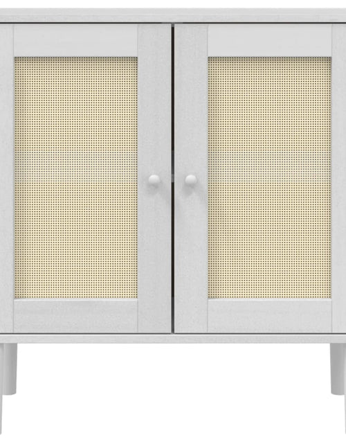 Загрузите изображение в средство просмотра галереи, Servantă SENJA, aspect ratan alb, 80x35x80 cm, lemn masiv pin - Lando
