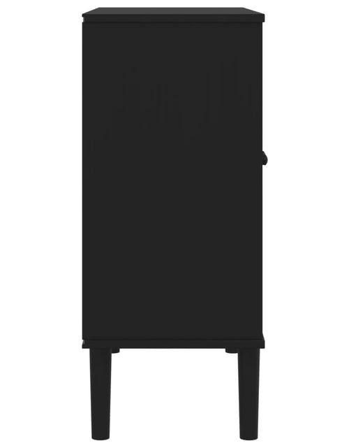 Загрузите изображение в средство просмотра галереи, Servantă SENJA, aspect ratan negru, 80x35x80 cm, lemn masiv pin - Lando
