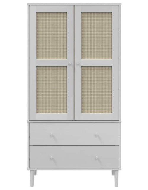 Încărcați imaginea în vizualizatorul Galerie, Șifonier SENJA, aspect ratan alb, 90x55x175 cm, lemn masiv pin - Lando

