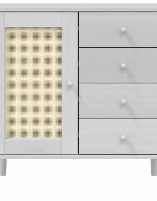 Загрузите изображение в средство просмотра галереи, Servantă SENJA, aspect ratan alb, 80x40x80 cm, lemn masiv pin - Lando
