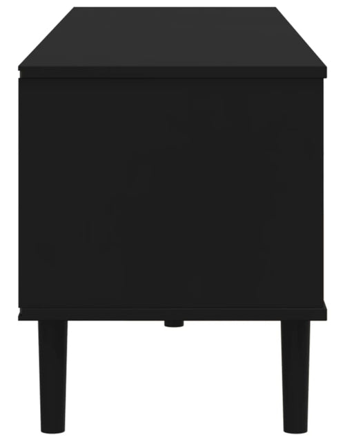 Загрузите изображение в средство просмотра галереи, Comodă TV SENJA aspect ratan negru, 158x40x49cm, lemn masiv pin - Lando
