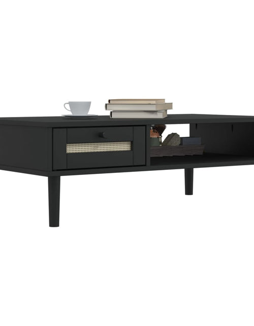 Încărcați imaginea în vizualizatorul Galerie, Masă de cafea SENJA aspect ratan negru 100x55x33 cm lemn masiv - Lando
