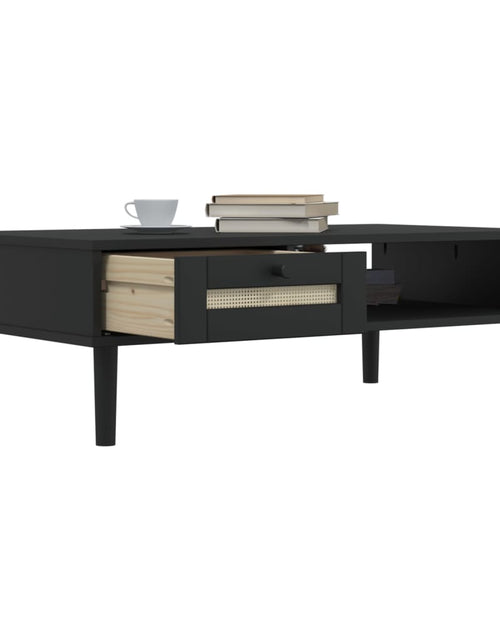 Încărcați imaginea în vizualizatorul Galerie, Masă de cafea SENJA aspect ratan negru 100x55x33 cm lemn masiv - Lando
