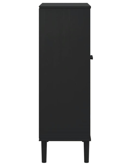 Încărcați imaginea în vizualizatorul Galerie, Pantofar SENJA, aspect ratan, negru, 59,5x35x107 cm, lemn masiv - Lando

