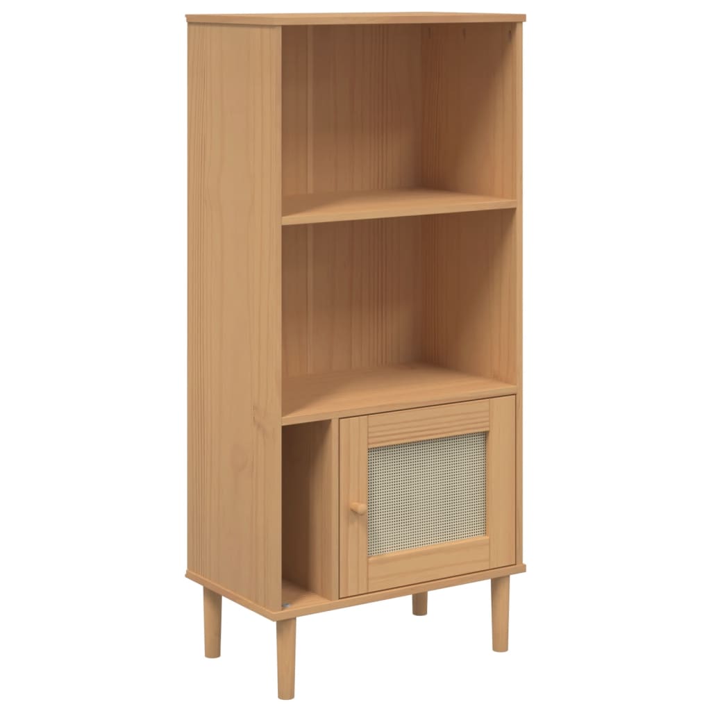 Bibliotecă SENJA aspect ratan maro 60x35x130 cm lemn masiv pin - Lando