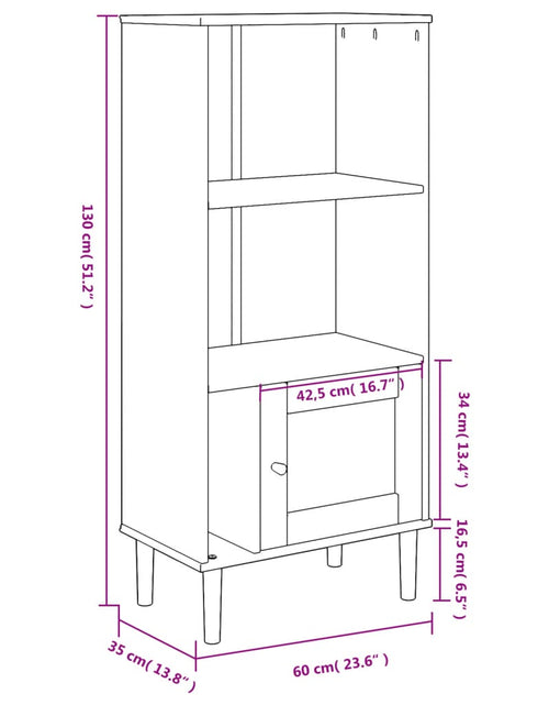 Загрузите изображение в средство просмотра галереи, Bibliotecă SENJA aspect ratan maro 60x35x130 cm lemn masiv pin - Lando
