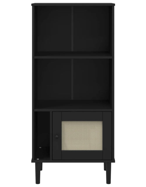 Загрузите изображение в средство просмотра галереи, Bibliotecă SENJA aspect ratan negru 60x35x130 cm lemn masiv pin - Lando
