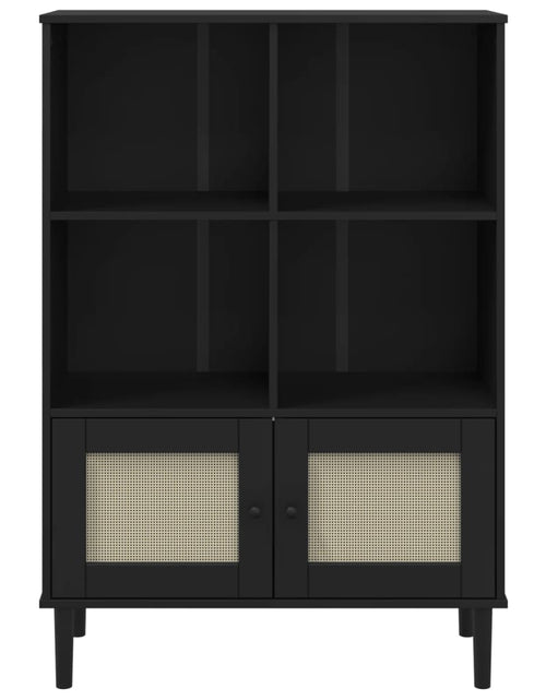 Загрузите изображение в средство просмотра галереи, Bibliotecă „SENJA”, negru, 90x35x130 cm, lemn masiv de pin - Lando
