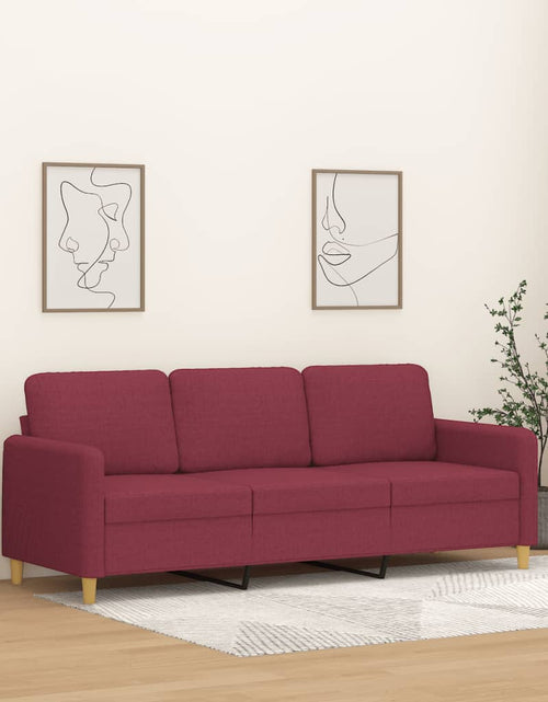 Загрузите изображение в средство просмотра галереи, Canapea cu 3 locuri, roșu vin, 180 cm, material textil - Lando
