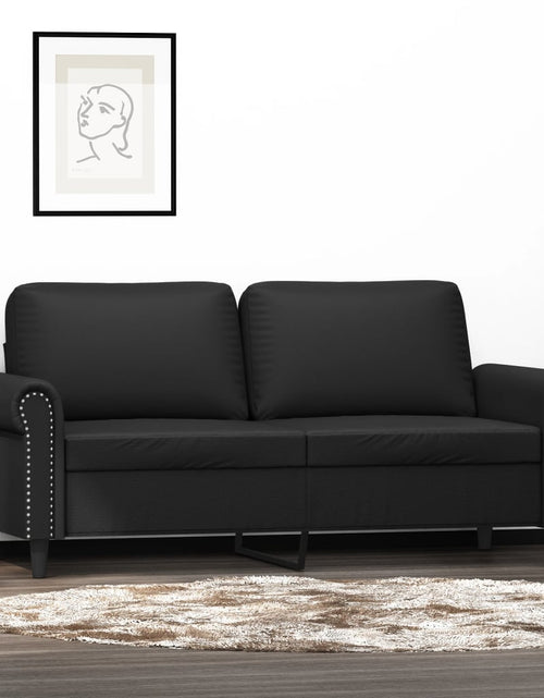 Încărcați imaginea în vizualizatorul Galerie, Canapea cu 2 locuri, negru, 140 cm, piele ecologică - Lando
