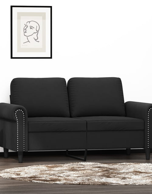 Încărcați imaginea în vizualizatorul Galerie, Canapea cu 2 locuri, negru, 120 cm, catifea - Lando
