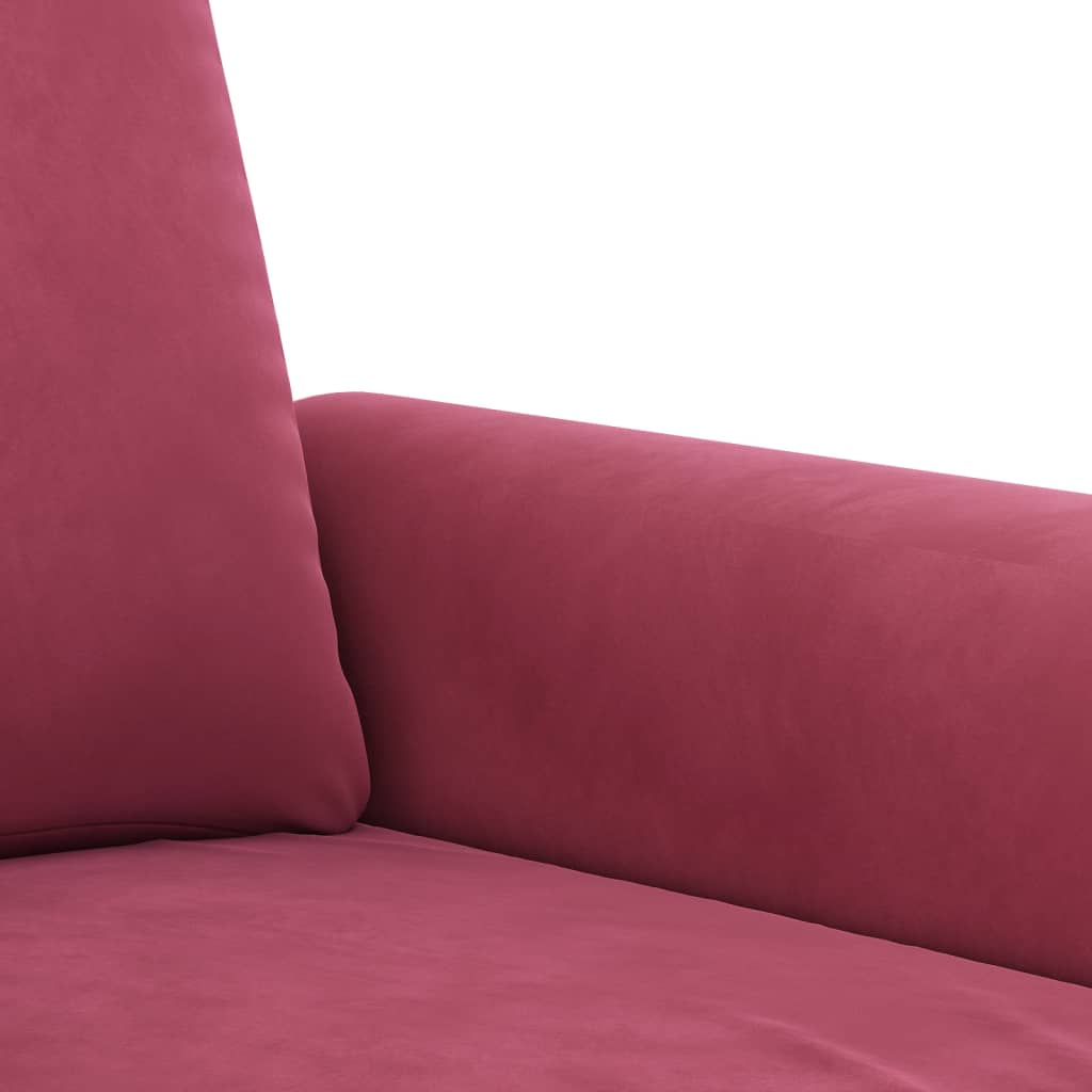 Canapea cu 2 locuri, roșu vin, 140 cm, catifea - Lando