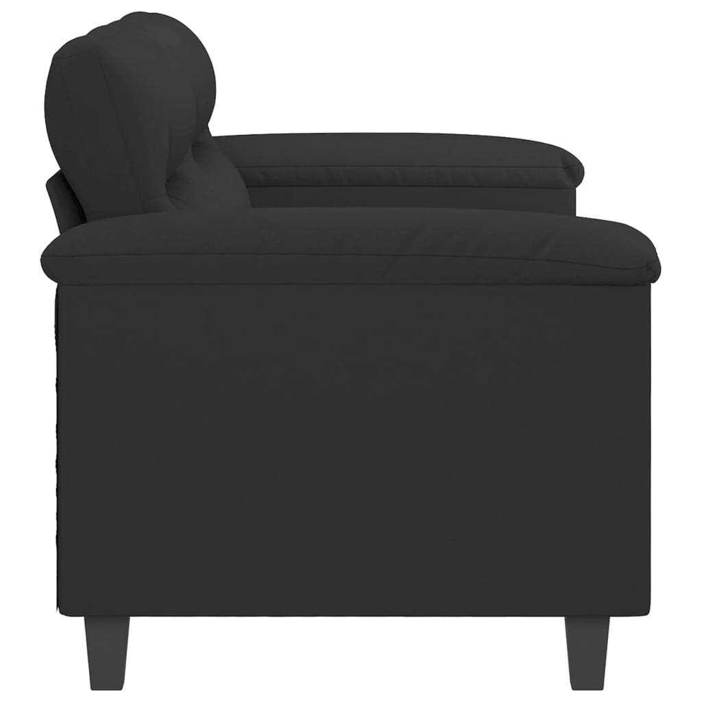 Canapea cu 2 locuri, negru, 140 cm, țesătură microfibră - Lando