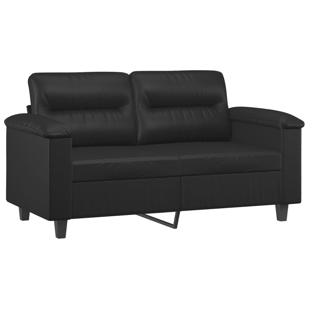 Canapea cu 2 locuri, negru, 120 cm, piele ecologică - Lando