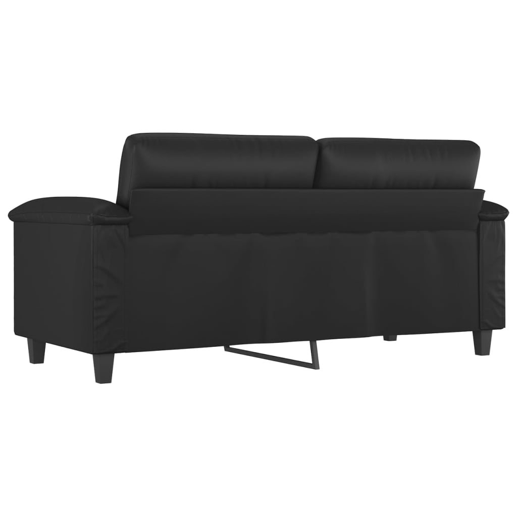 Canapea cu 2 locuri, negru, 140 cm, piele ecologică - Lando