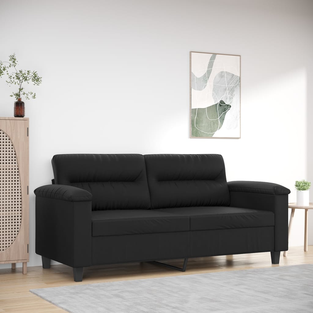 Canapea cu 2 locuri, negru, 140 cm, piele ecologică - Lando