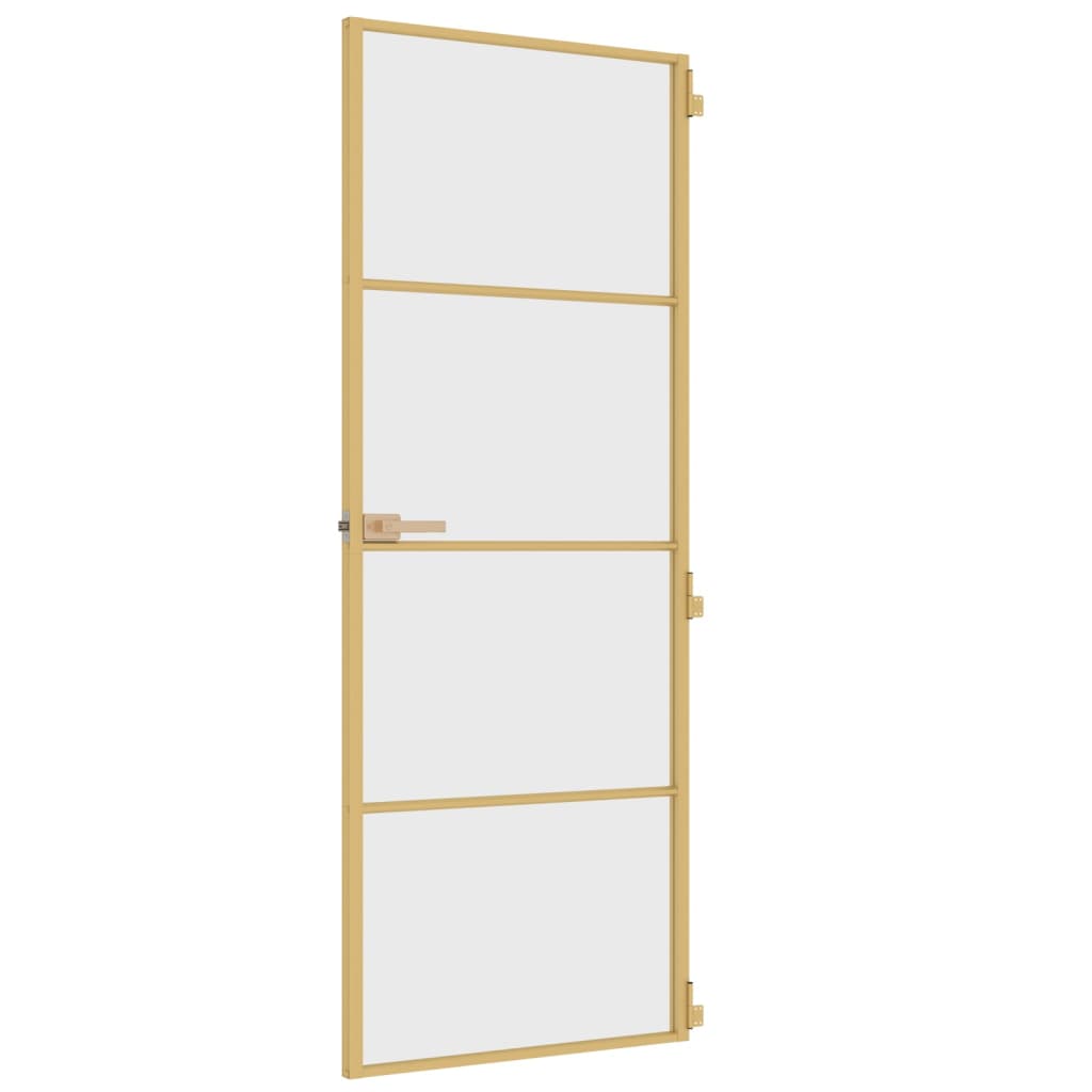 Ușă interior Slim auriu 76x201,5 cm sticlă securizată/aluminiu - Lando