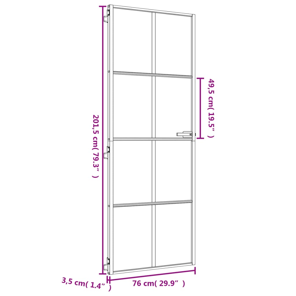 Ușă interior Slim auriu 76x201,5 cm sticlă securizată/aluminiu - Lando