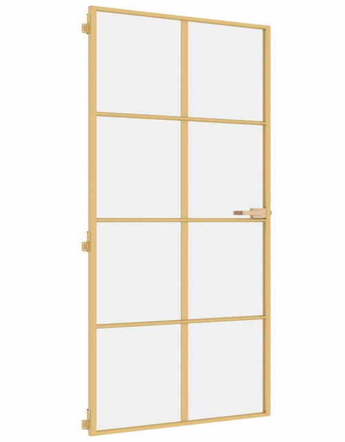 Încărcați imaginea în vizualizatorul Galerie, Ușă interior Slim auriu 102,5x201,5cm sticlă temperată/aluminiu - Lando
