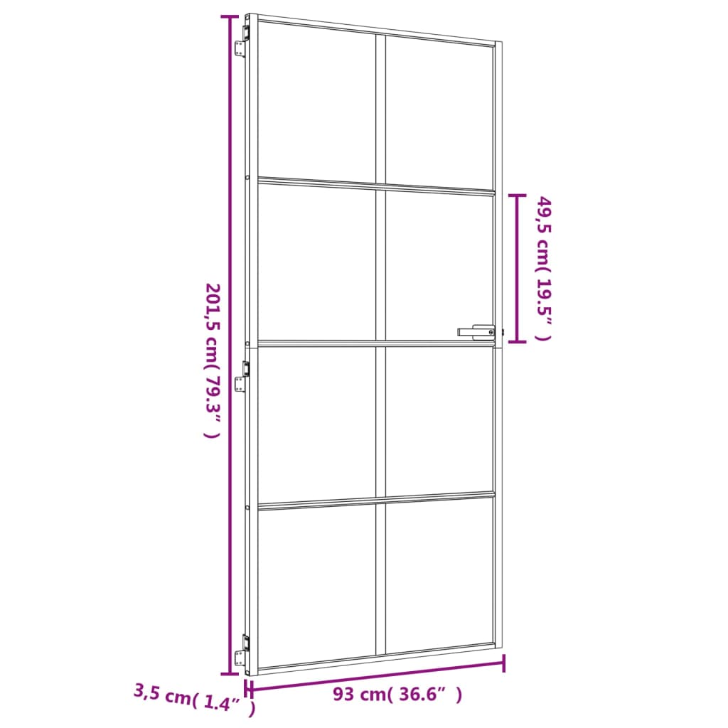 Ușă interioară Slim auriu 93x201,5cm sticlă securizată/aluminiu - Lando