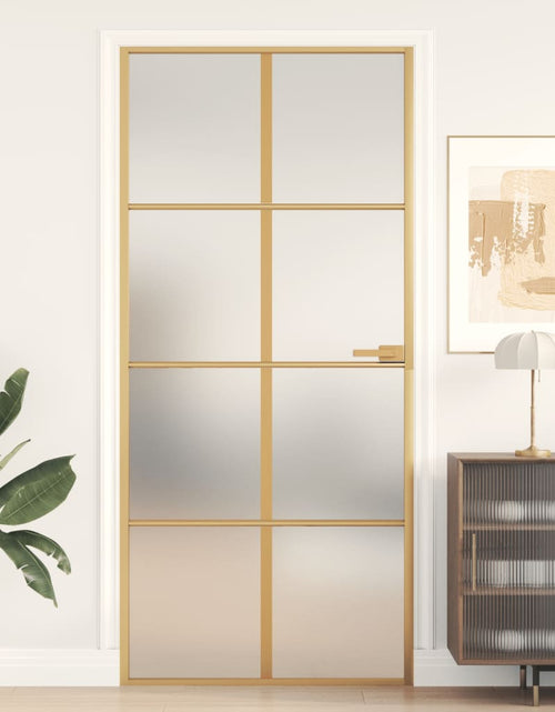 Încărcați imaginea în vizualizatorul Galerie, Ușă interioară Slim auriu 93x201,5cm sticlă securizată/aluminiu - Lando
