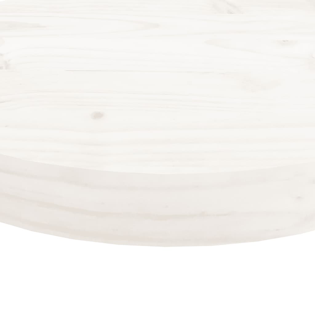 Blat de masă rotund, alb, Ø50x3 cm, lemn masiv de pin - Lando