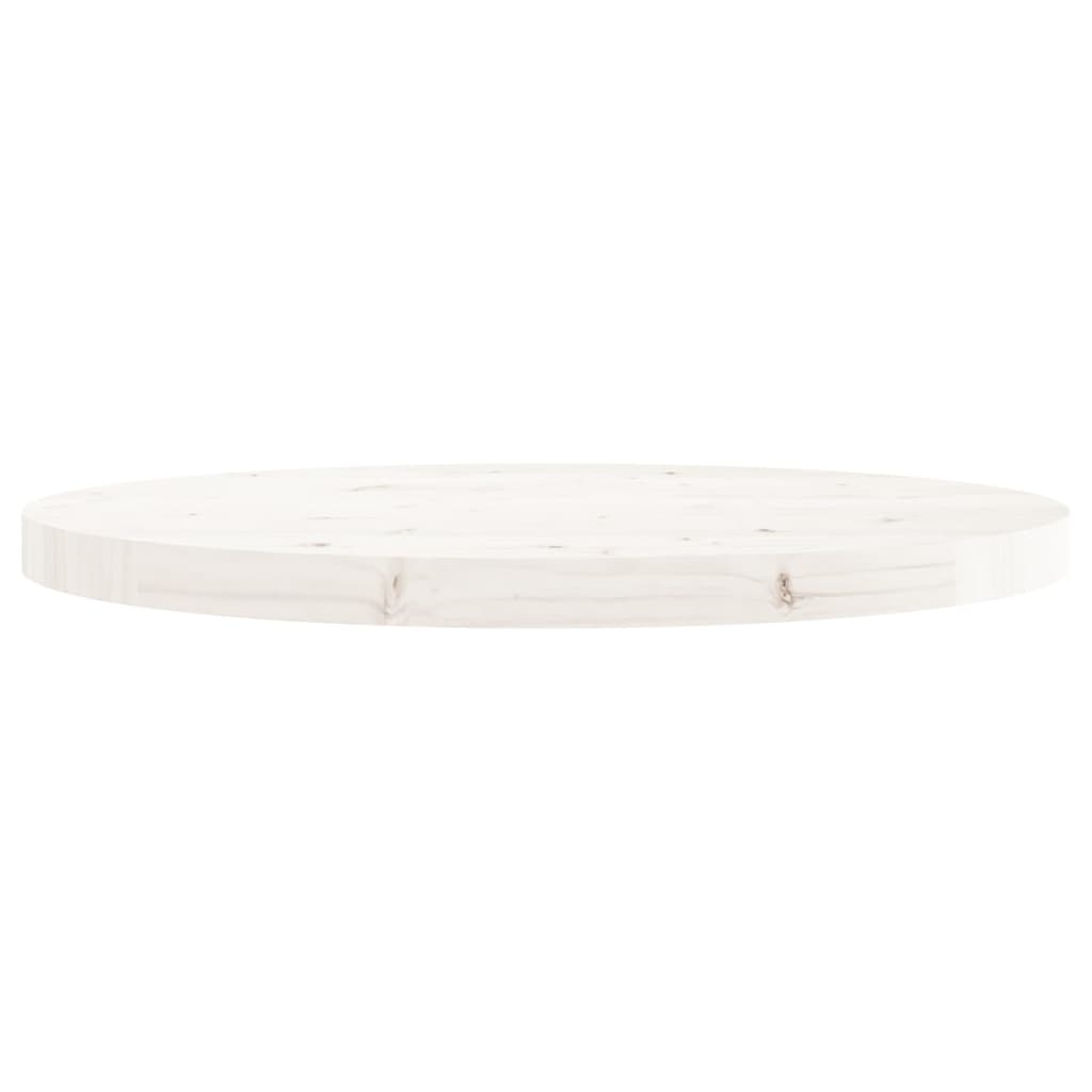 Blat de masă rotund, alb, Ø60x3 cm, lemn masiv de pin - Lando