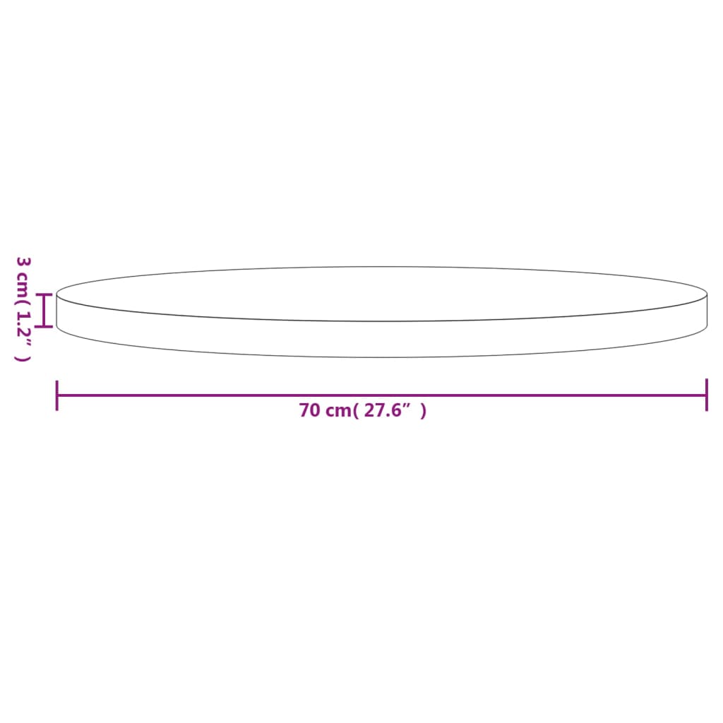 Blat de masă rotund, alb, Ø70x3 cm, lemn masiv de pin Lando - Lando