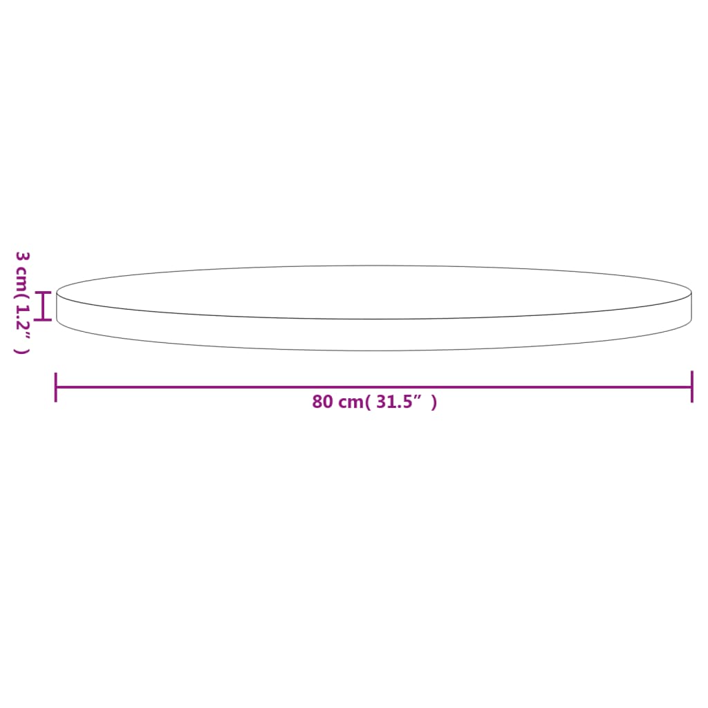 Blat de masă rotund, alb, Ø80x3 cm, lemn masiv de pin Lando - Lando