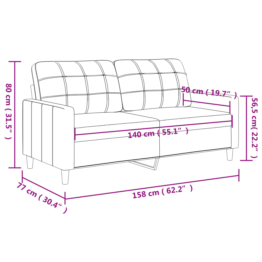 Canapea cu 2 locuri, gri închis, 140 cm, material textil Lando - Lando