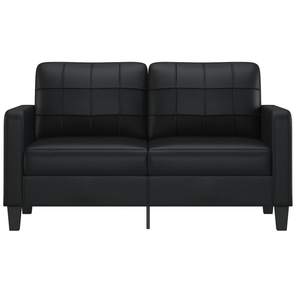 Canapea cu 2 locuri, negru, 140 cm, piele ecologică - Lando