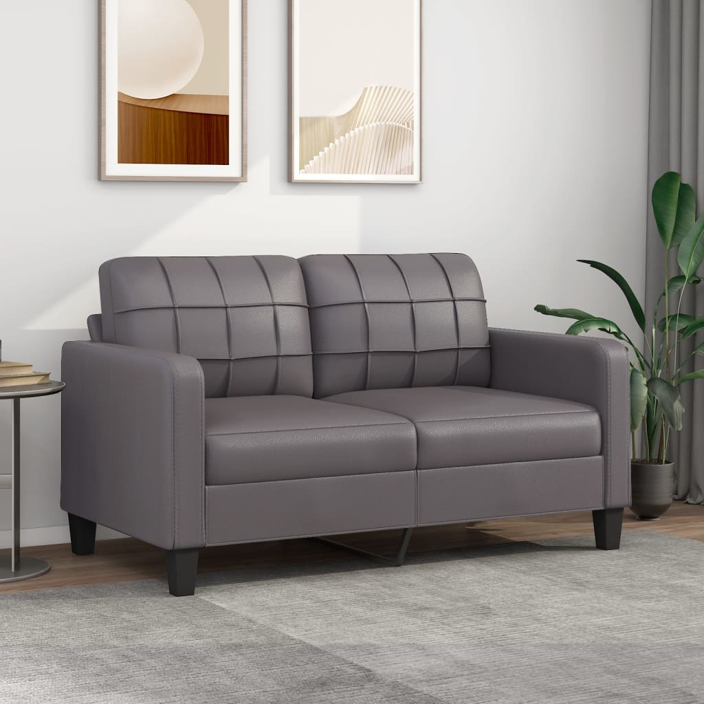 Canapea cu 2 locuri, gri, 140 cm, piele ecologică - Lando