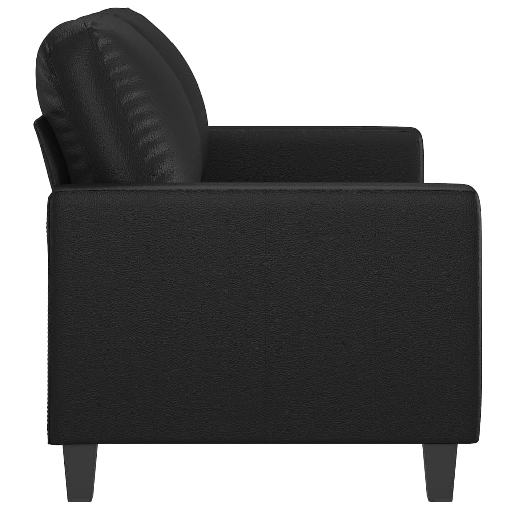 Canapea cu 2 locuri, negru, 120 cm, piele ecologică - Lando