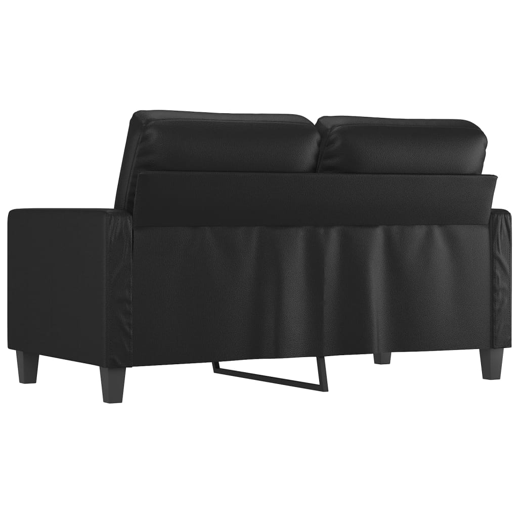 Canapea cu 2 locuri, negru, 120 cm, piele ecologică - Lando