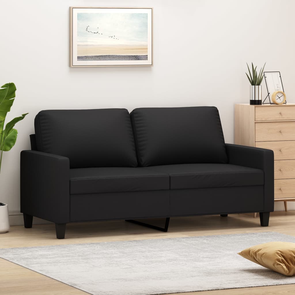 Canapea cu 2 locuri, negru, 140 cm, piele ecologică Lando - Lando