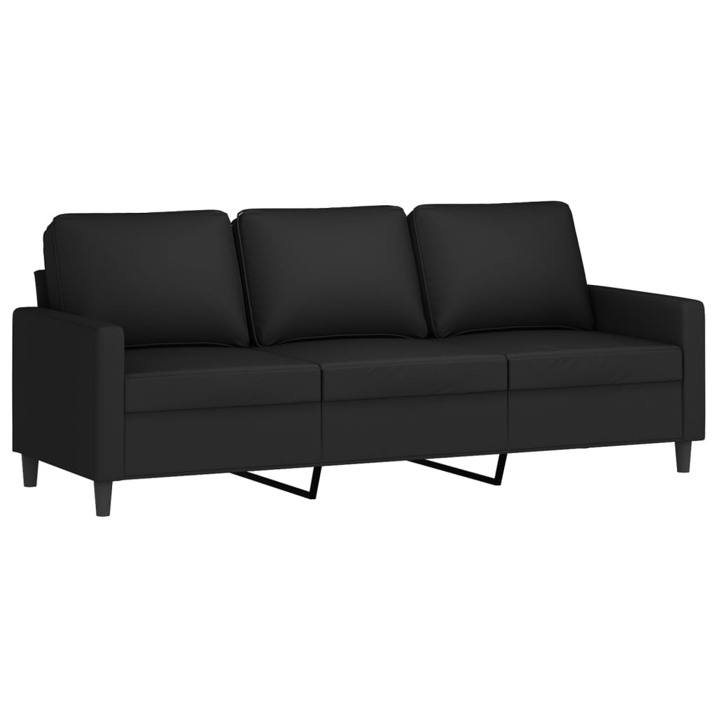 Canapea cu 3 locuri, Negru, 180 cm, catifea - Lando