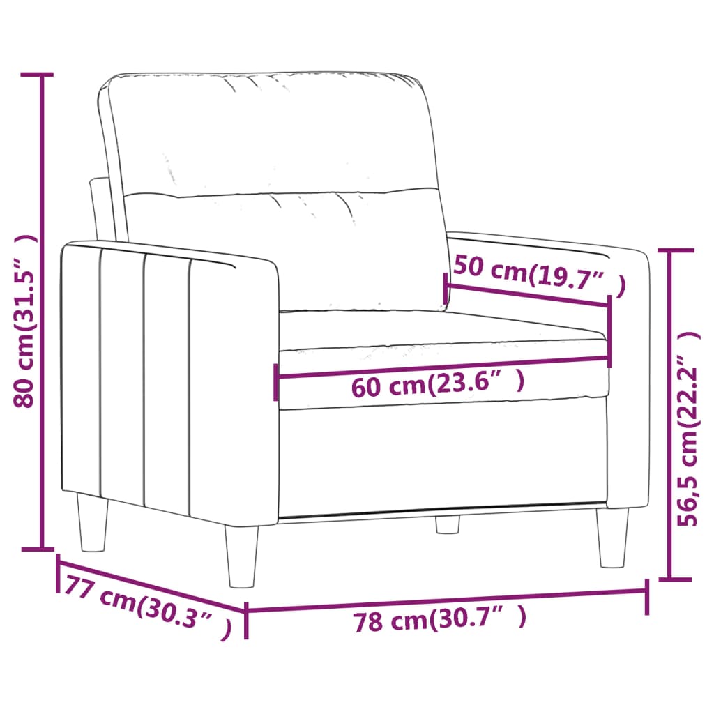 Fotoliu canapea, crem, 60 cm, material textil Lando - Lando