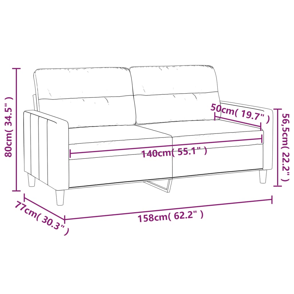 Canapea cu 2 locuri, gri închis, 140 cm, material textil Lando - Lando