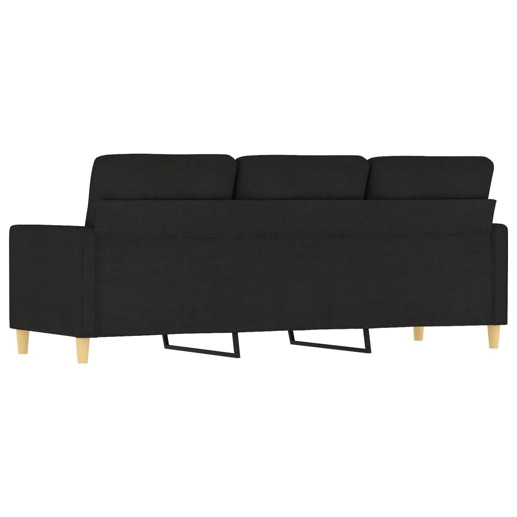 Canapea cu 3 locuri, negru, 180 cm, material textil - Lando