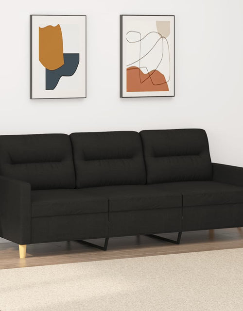 Încărcați imaginea în vizualizatorul Galerie, Canapea cu 3 locuri, negru, 180 cm, material textil - Lando
