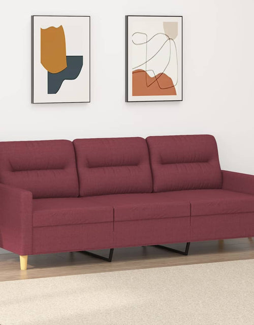 Încărcați imaginea în vizualizatorul Galerie, Canapea cu 3 locuri, roșu vin, 180 cm, material textil Lando - Lando
