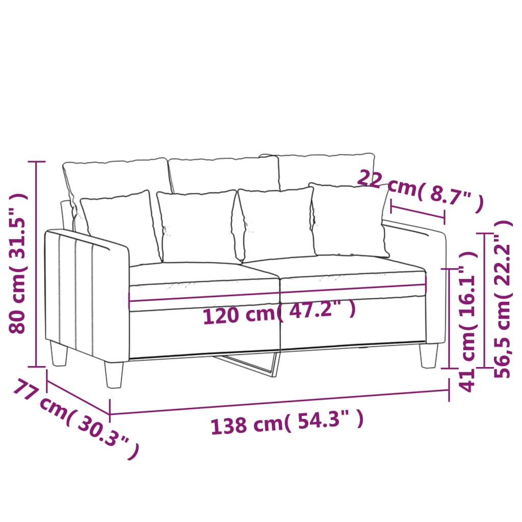 Canapea cu 2 locuri, gri închis, 120 cm, material textil - Lando