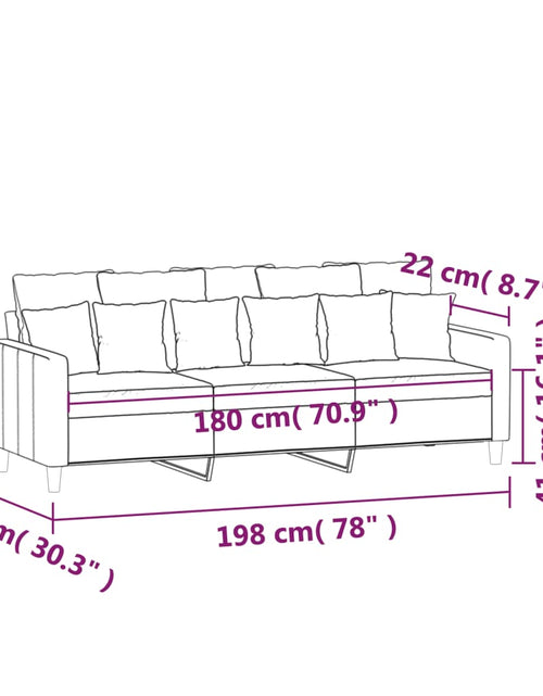 Încărcați imaginea în vizualizatorul Galerie, Canapea cu 3 locuri, gri deschis, material 180CM catifea - Lando
