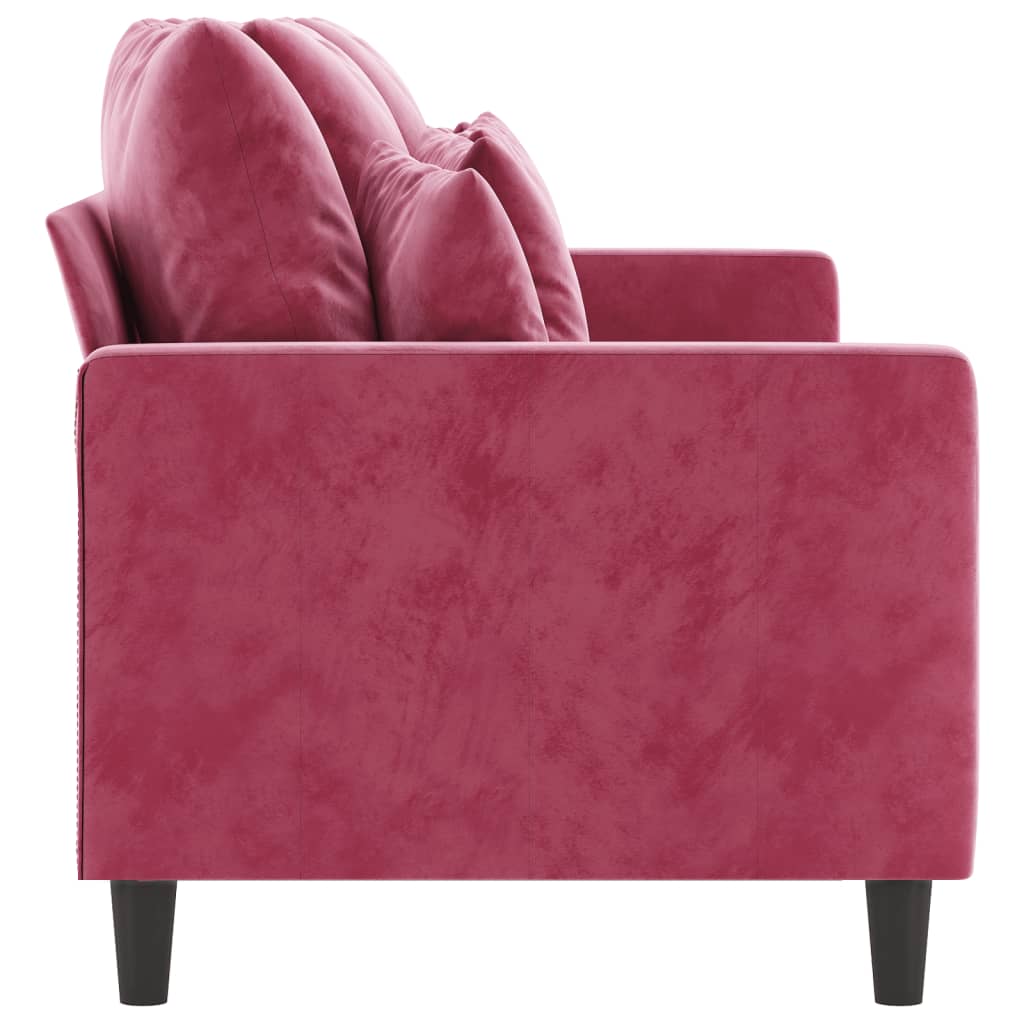 Canapea cu 3 locuri, roșu vin, 180 cm, material catifea - Lando