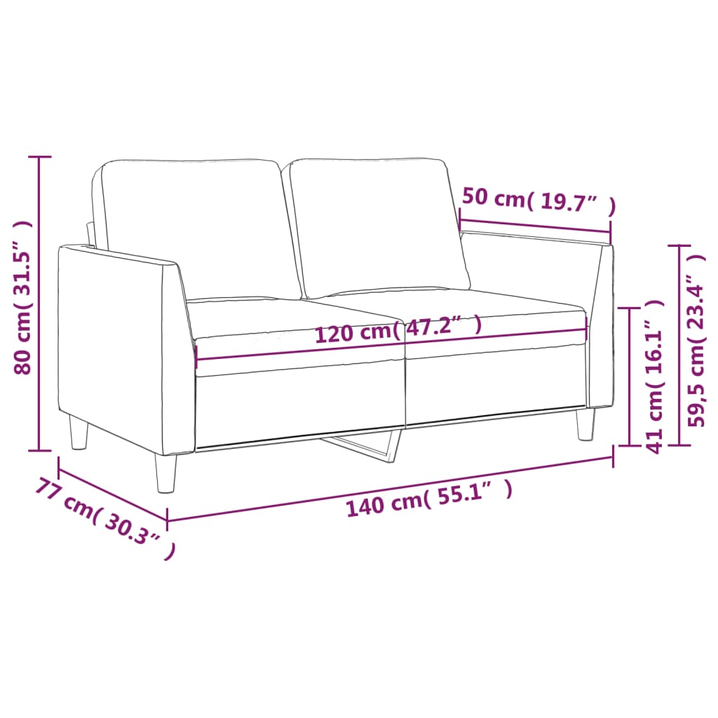 Canapea cu 2 locuri, crem, 120 cm, piele ecologică - Lando